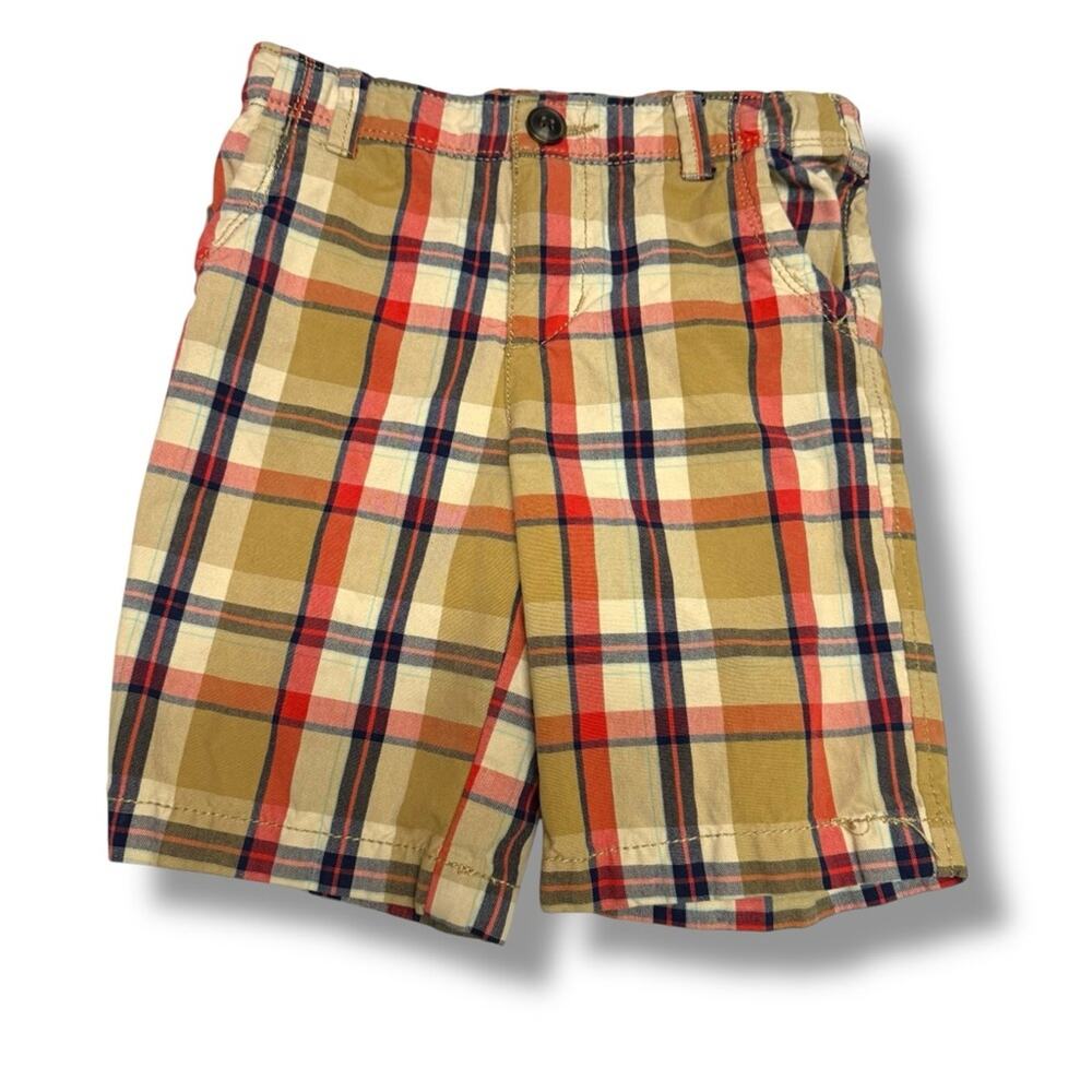 Arizona Jean Company Plaid Kids Shorts - Red, Tan, Blue Size 5